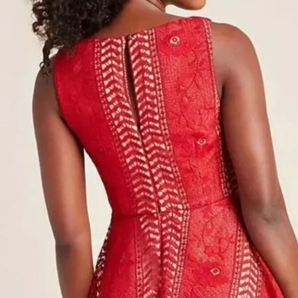 NWT Anthropologie Georgia Red Lace Dress Size 12 - Picture 3 of 13